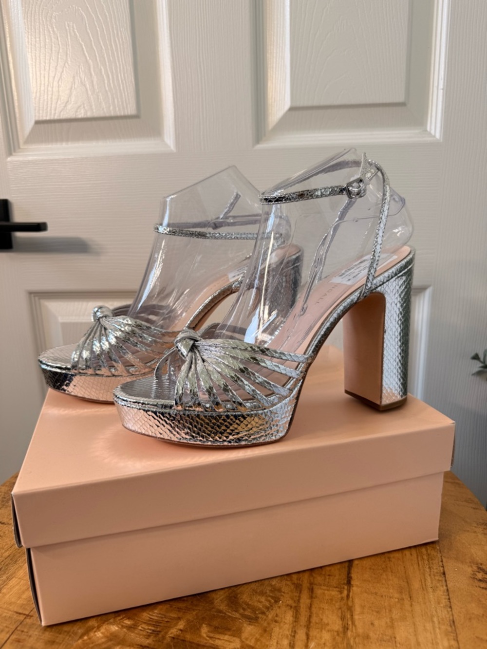 Loeffler Randall Silver Knotted Platform Sandals - Picture 3 of 6